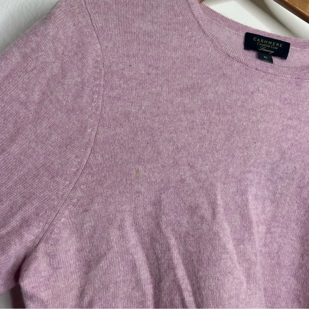 NWT Charter Club 100% Cashmere Pink Pullover Sweater XL FLAWED
